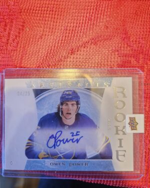 2022-23 Upper Deck Artifacts Owen Power Rookie Auto Horizontal /25 #SP5 Buffalo Sabres