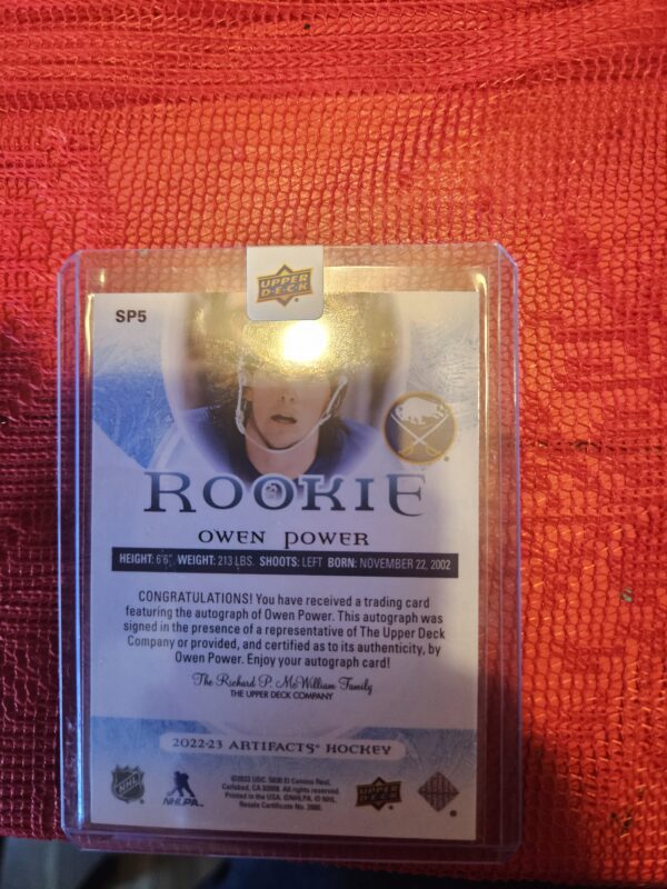 Owen Power Rookie Auto 04/25 Artifacts #sp5 - Image 2