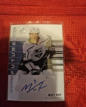 2019-20 Upper Deck SP Authentic Future Watch Auto Matt Roy rookie card #207, serial numbered 266/999, Mint condition, Los Angeles Kings, hard-signed autograph, top collectible NHL rookie card.