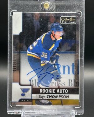 2017-18 O-Pee-Chee Platinum Rookie Auto #R-TT Tage Thompson RC with on-card autograph