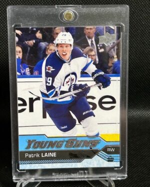 2016-17 Upper Deck Series 2 Patrik Laine Young Guns Rookie #451, featuring the Winnipeg Jets star in his debut season, iconic Young Guns rookie status, and crisp action photography from Upper Deck.