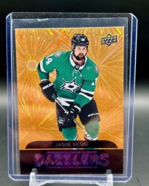 Vibrant 2020-21 Upper Deck Extended Series Dazzlers Orange insert card #DZ-114 featuring Jamie Benn of the Dallas Stars.