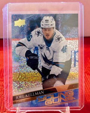 2020-21 Upper Deck Series 2 Young Guns Speckled Rainbow Foil Joel Kellman #498 RC rookie card featuring San Jose Sharks
