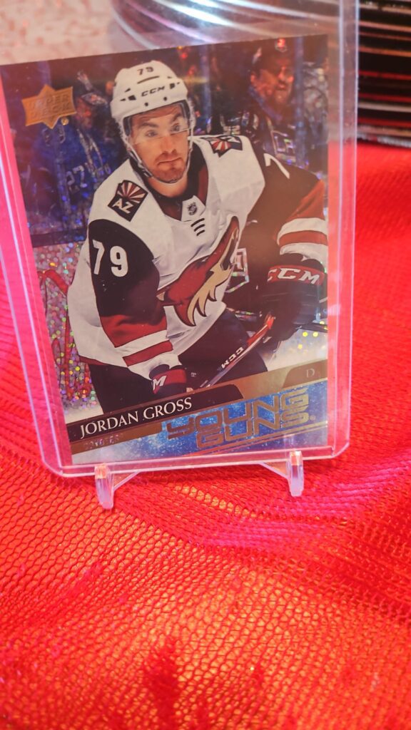 Jordan Gross 2020-21 UD Young Guns Speckled Foil #466, Arizona Coyotes, rookie card, NHL, foil parallel.