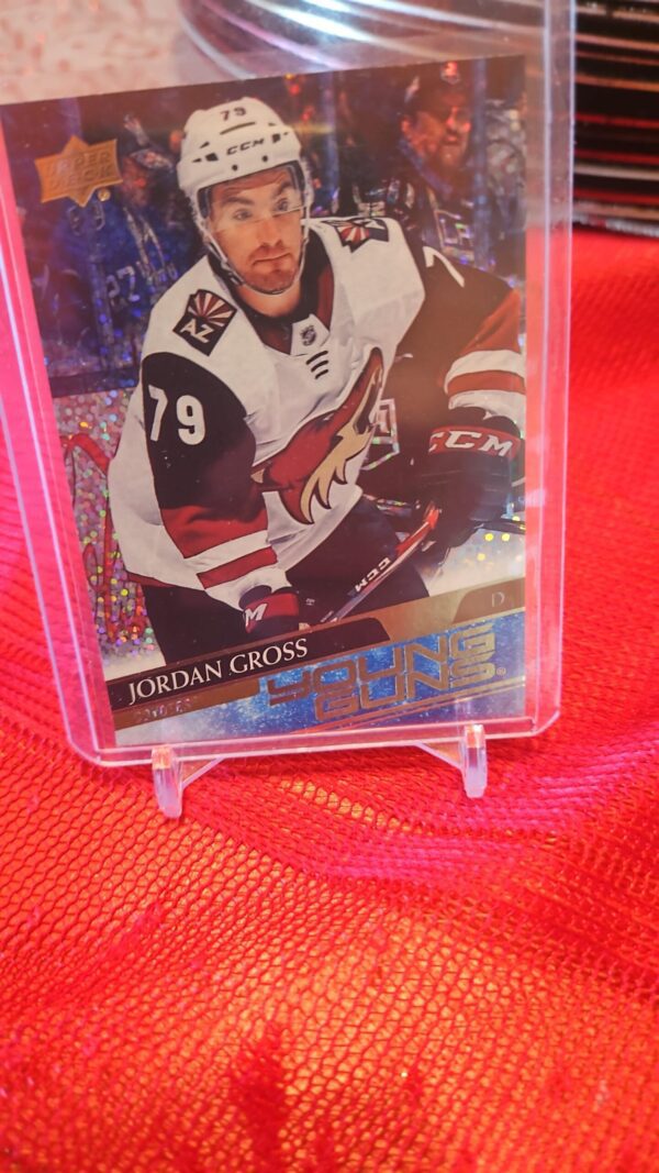 Jordan Gross 2020-21 UD Young Guns Speckled Foil #466, Arizona Coyotes, rookie card, NHL, foil parallel.