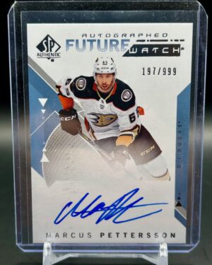 Marcus Pettersson 2019 SP Authentic Future Watch Rookie Auto #182/999, Pittsburgh Penguins, hard-signed autograph, limited edition, hockey rookie card.