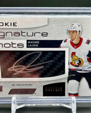 Maxime Lajoie 2018-19 Upper Deck Engrained Rookie Signature Shots rookie autograph hockey card