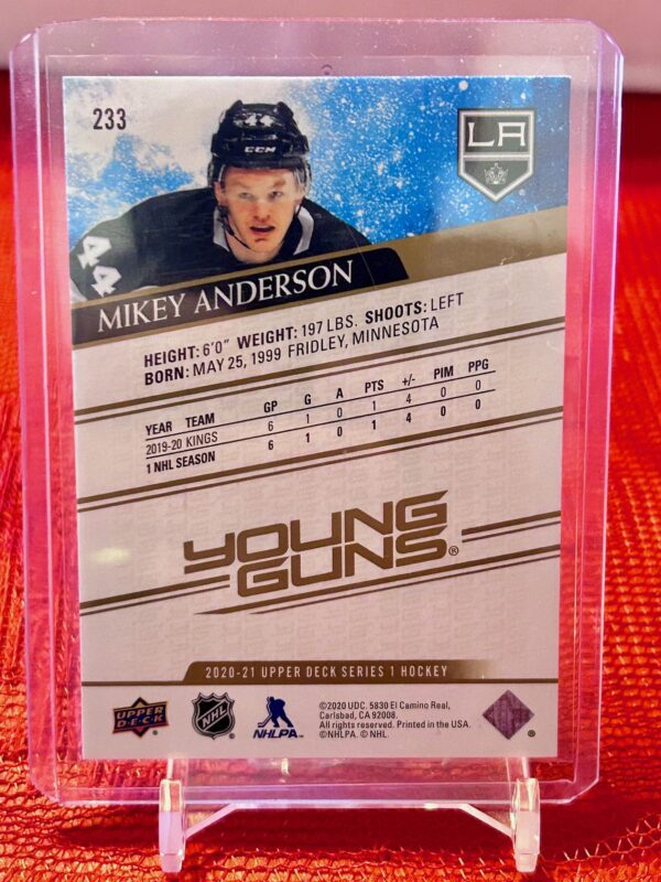 2020-21 Upper Deck Mikey Anderson Speckled Rainbow Foil Young Guns #233 - Image 2