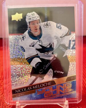 2020-21 Upper Deck Series 2 Young Guns Speckled Rainbow Foil Nicolas Meloche #463 RC rookie card featuring San Jose Sharks