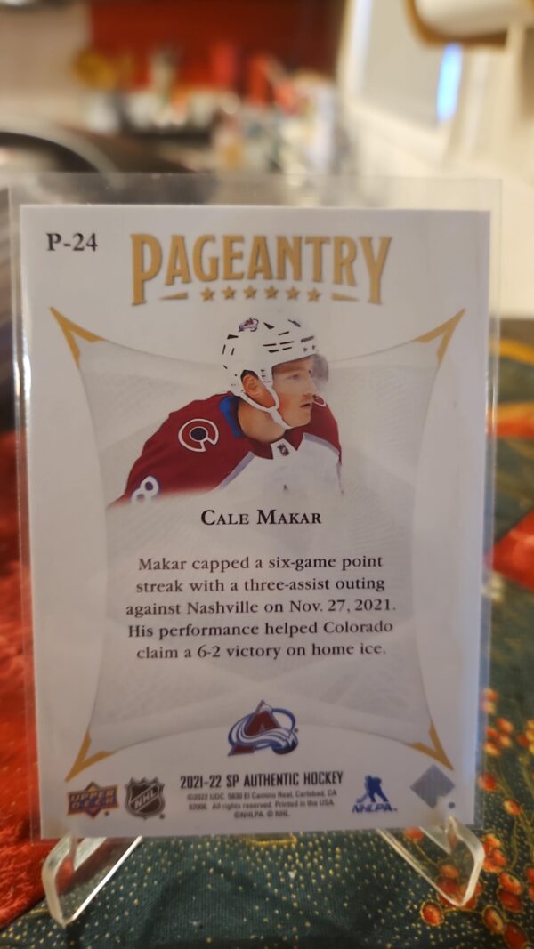 2021-22 Sp Authentic Pageantry #P-24 Cale Makar - Image 2