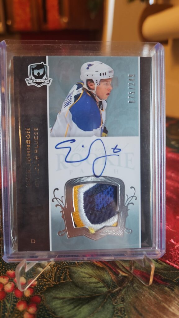 2007-08 The Cup Rookie Patch Auto /249 #123 Erik Johnson St. Louis Blues