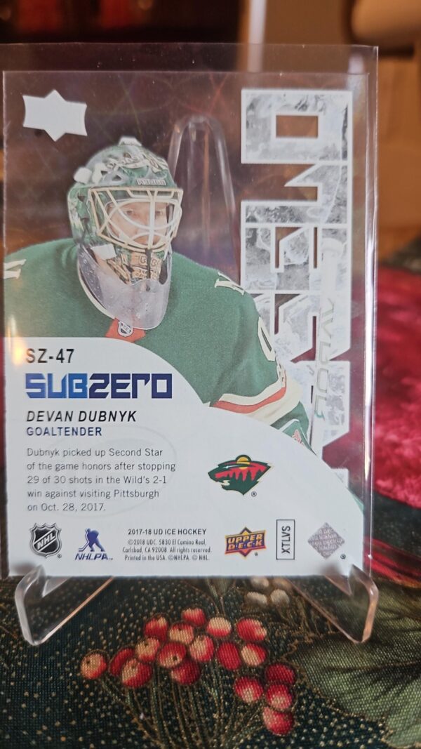 2017-18 Upper Deck Ice Sub Zero Devan Dubnyk #SZ-47 - Image 2