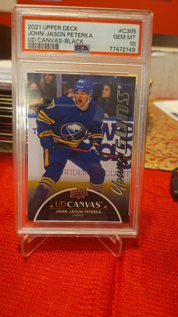 John-Jason Peterka 2021-22 Upper Deck Young Guns Black Canvas #C385 PSA 10 rookie card
