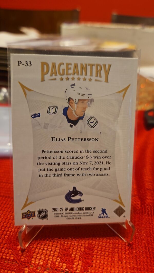 2021-22 Sp Authentic Pageantry Elias Pettersson #P-33 - Image 2