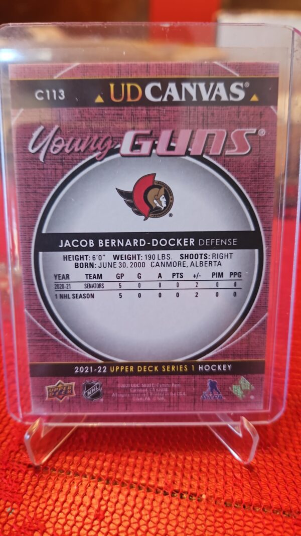 2021-22 Upper Deck Young Guns Canvas #c113 Jacob Bernard-Docker - Image 2