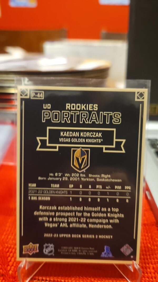 2022-23 Upper Deck Series 2 Portraits #P-44 Kaedan Korczak - Image 2