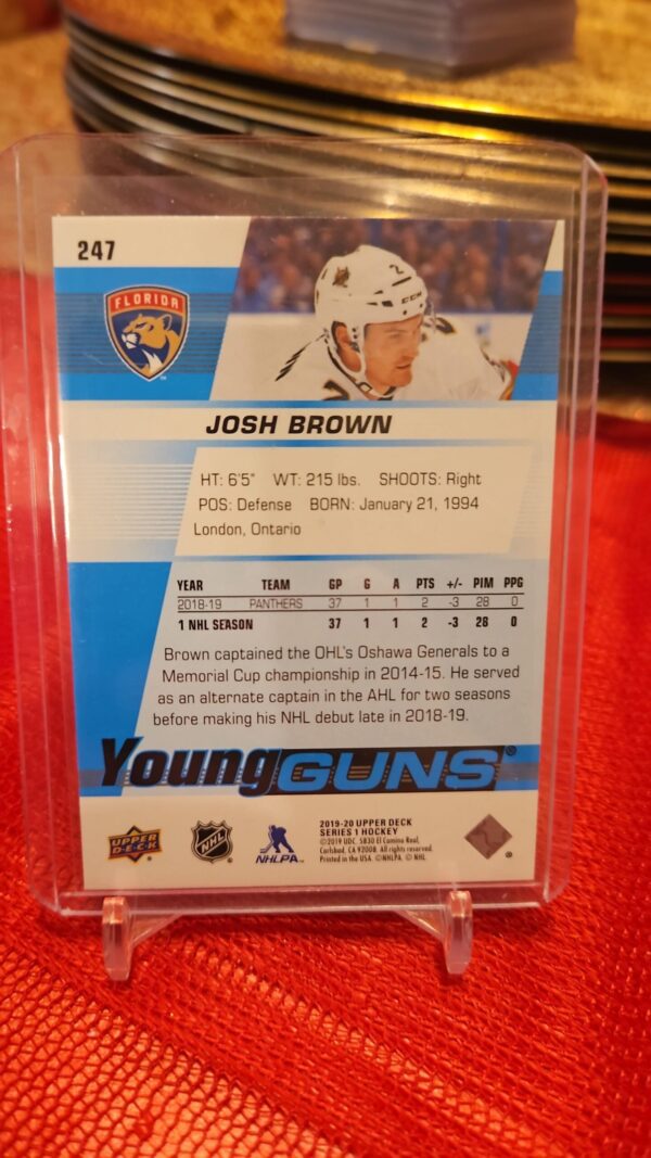 2019-20 Upper Deck Young Guns series 1 Josh Brown #247 - Image 2