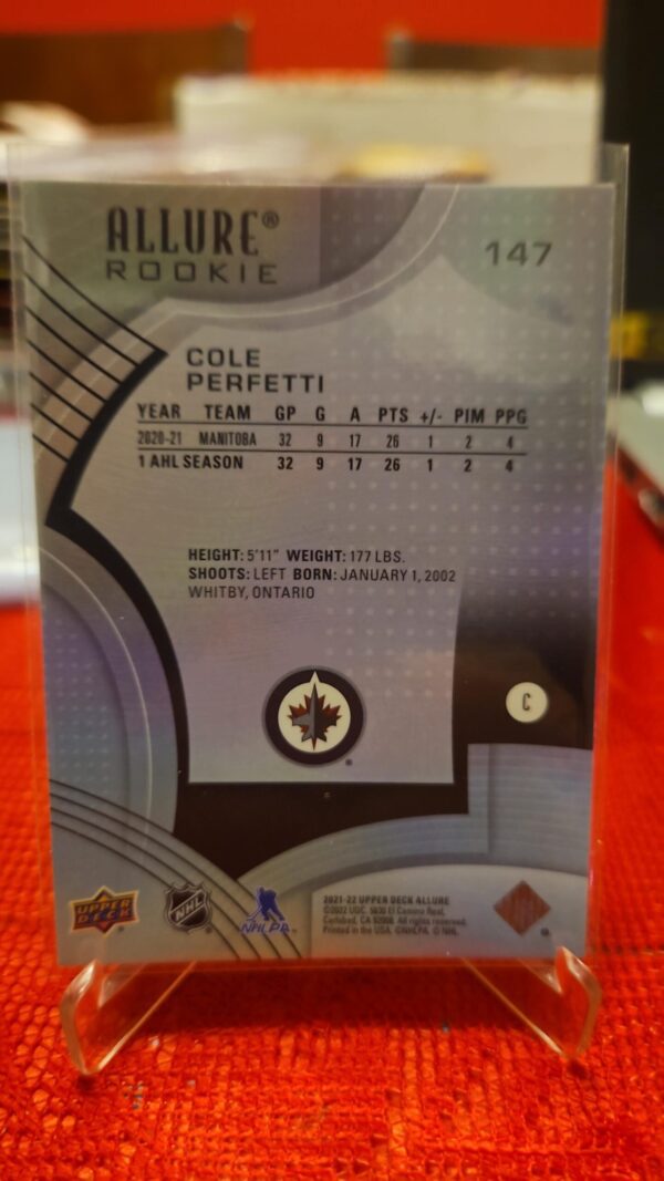 2021-22 Upper Deck Allure Rookie Cole Perfetti #147 - Image 2