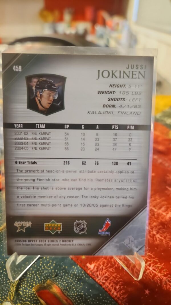 2005-06 Upper Deck Young Guns Jussi Jokinen #459 - Image 2