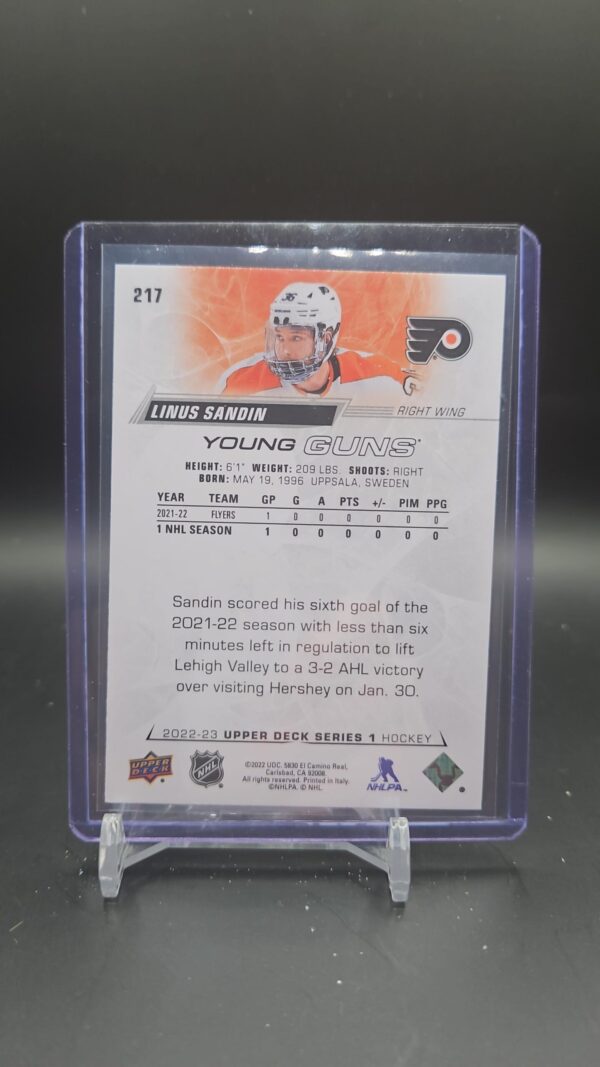 2022-23 Upper Deck Young Guns #217 Linus Sandin - Image 2