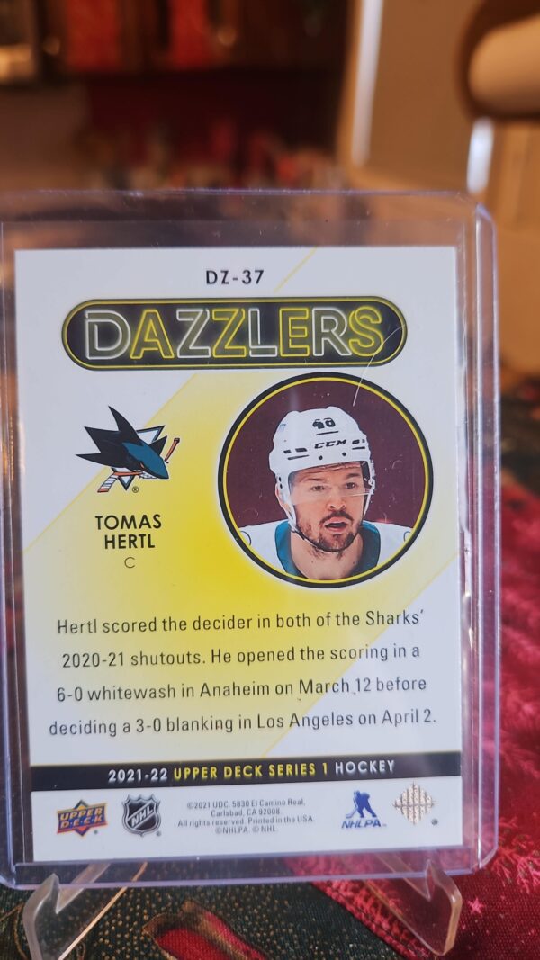 2021-22 Upper Deck Series 1 Blue Dazzler #DZ-37 Thomas Hertl - Image 2