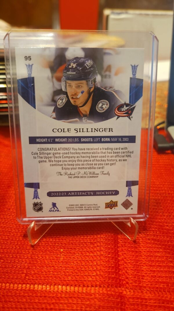 2022-23 Upper Deck Artifacts #95 Dual Jersey Patch /249 Cole Sillinger - Image 2