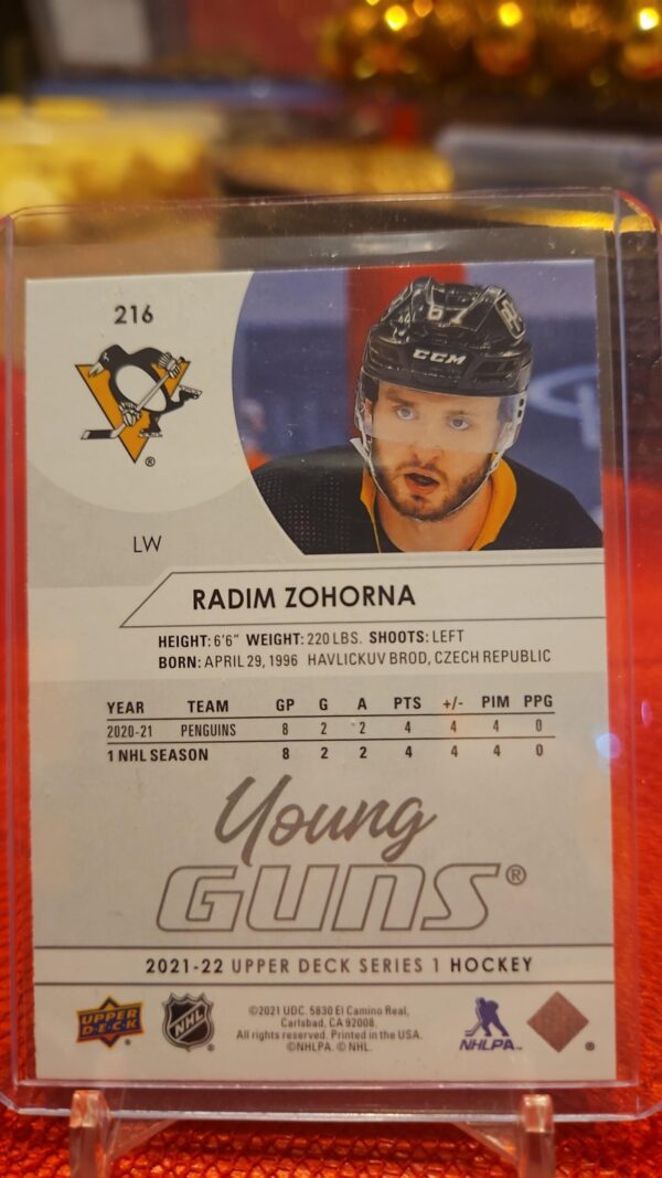 2021-22 Upper Deck Series 1 Radim Zohorna Young Guns Rookie RC #216 - Image 2