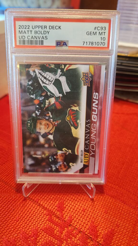2022-23 Upper Deck Young Guns Canvas #C93 Matt Boldy PSA 10 Rookie Minnesota Wild Card
