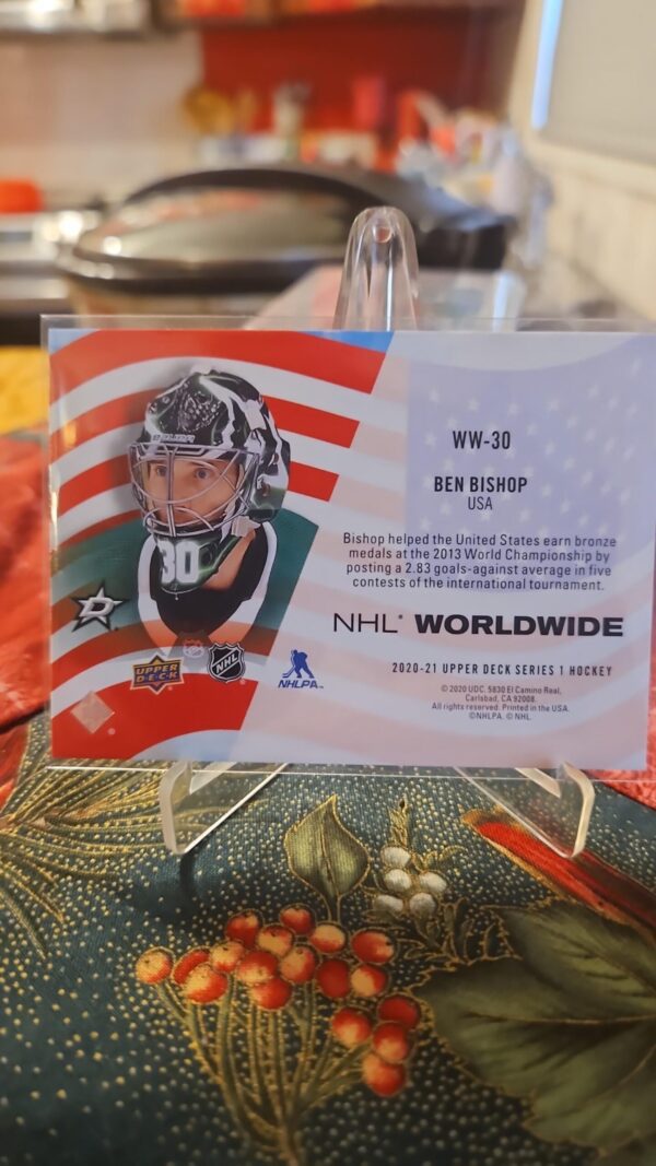2020-21 Upper deck Series 1 Nhl Worldwide Ben Bishop #ww-30 - Image 2