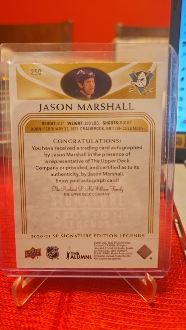 2020-21 Sp Signature Edition Legends Gold Spectrum Foil #250 Jason Marshall - Image 2
