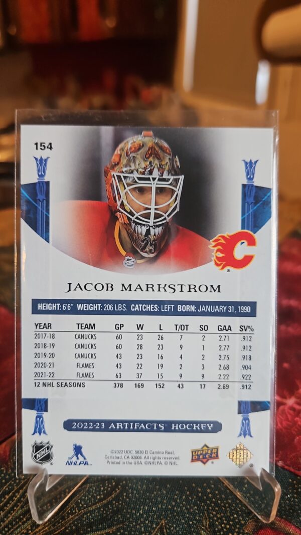 2022-23 Artifacts Copper #154 /299 Jacob Markstrom - Image 2