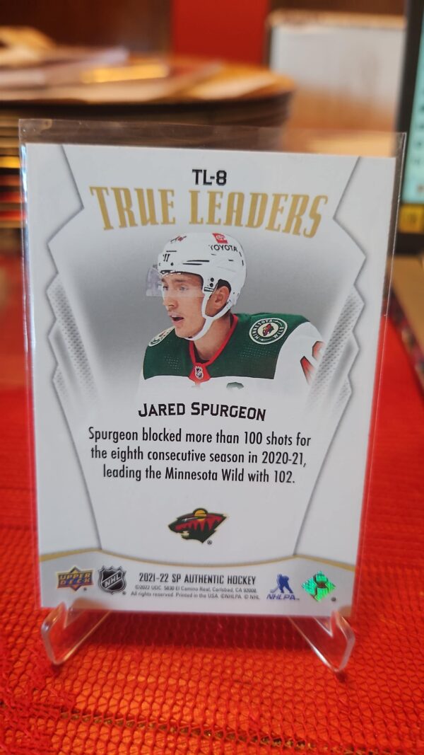 2021-22 Sp Authentic True Leaders #TL-8 Jared Spurgeon - Image 2