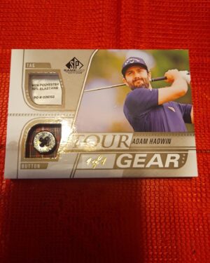 SP Game Used Tour Gear Button / Tag 1/1 Adam Hadwin #TG-AH memorabilia card with authentic gear piece