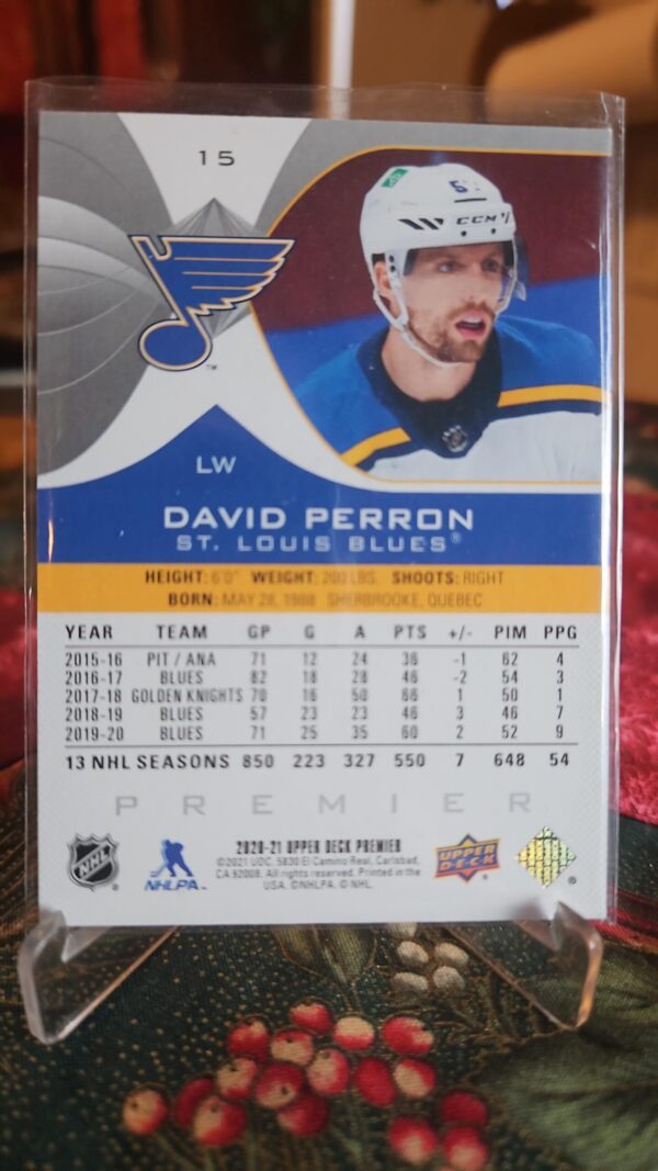 2020-21 Upper Deck Premier /299 #15 David Perron - Image 2
