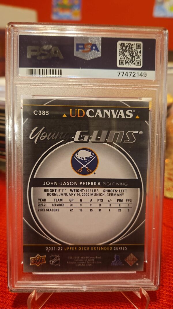 2021-22 Upper Deck John-Jason Peterka Young Guns Black Canvas #C385 Psa10 - Image 2