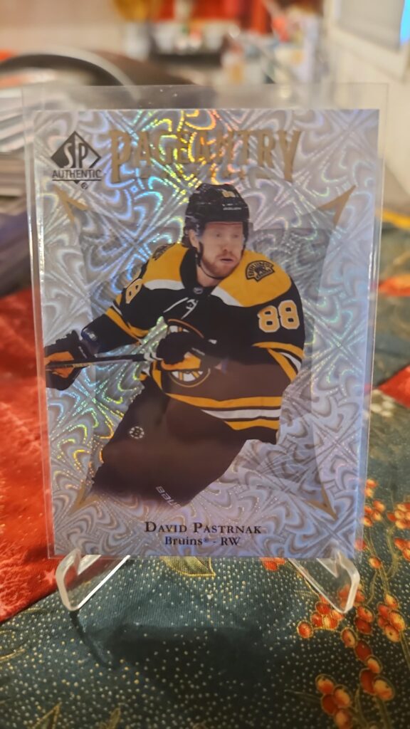 David Pastrnak 2021-22 SP Authentic Pageantry #P-14 insert hockey card