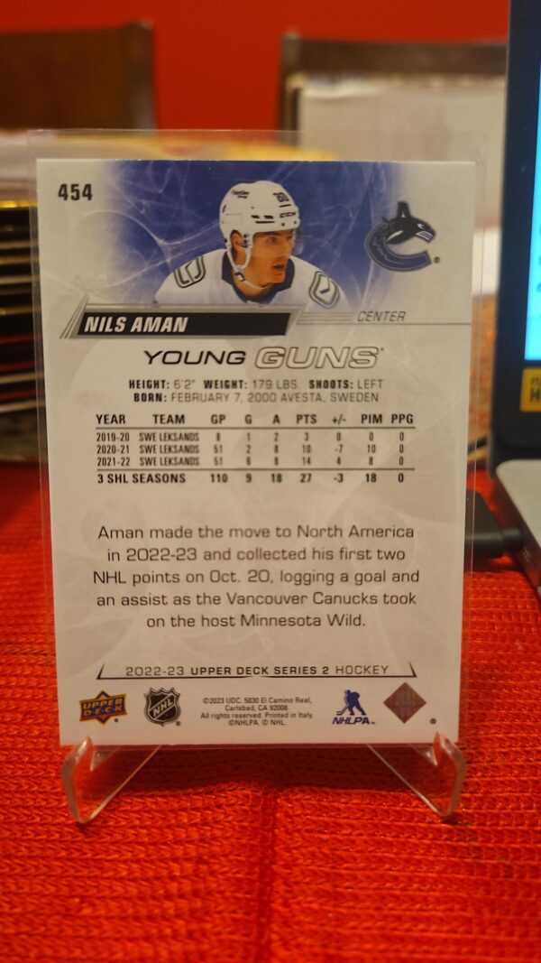 2022-23 Upper Deck Young Guns #454 Nils Aman - Image 2