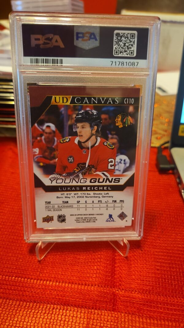 2022- 23 Upper Deck Young Guns Canvas Psa10 Lukas Reichel #c110 - Image 2