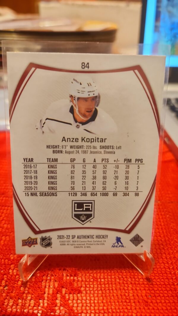 2021-22 Sp Authentic Limited Red #84 Anze Kopitar - Image 2