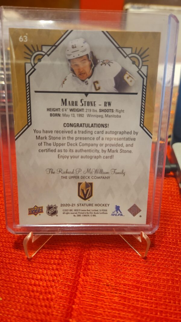 2020-21 Upper Deck Stature Autograph #63 Mark Stone - Image 2