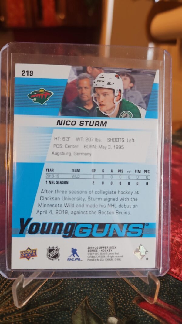 2019-20 Upper Deck Young Guns Series 1 #219 Nico Sturm - Image 2