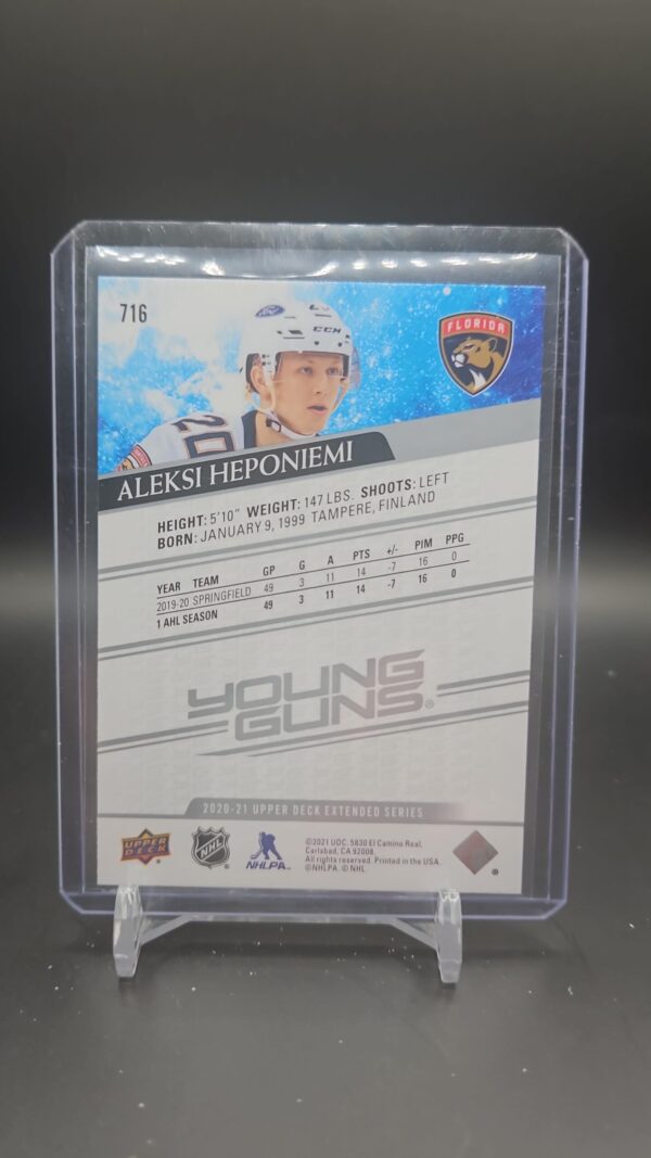 2020-21 Upper Deck Extended Series Young Guns Aleksi Heponiemi Card #716 - Image 3