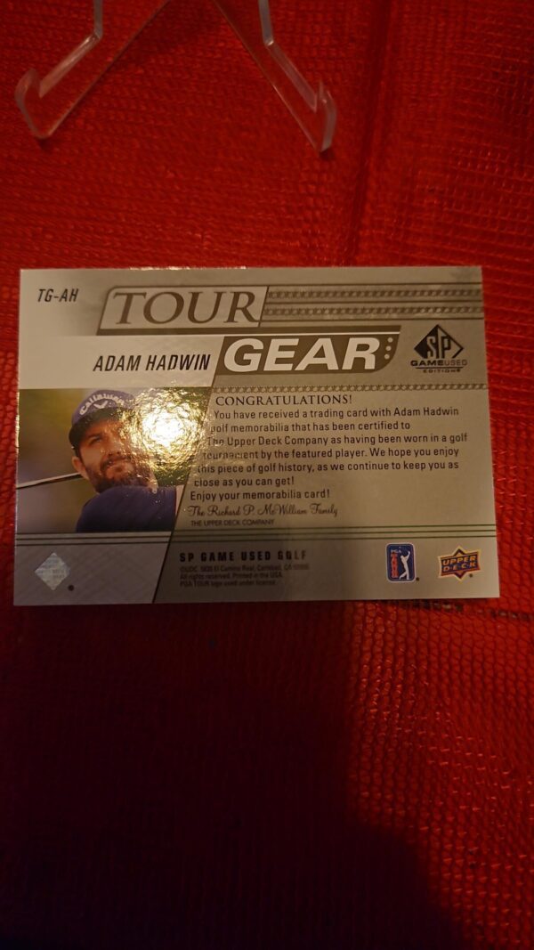 SP Game Used Tour Gear Button / Tag 1 of 1 Adam Hadwin #TG-AH - Image 2
