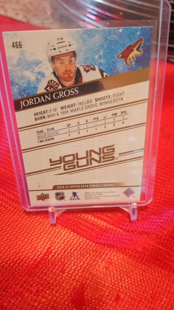 2020-21 Upper Deck Young Guns Speckled Foil Jordan Gross #466 Rookie Card Arizona Coyotes - Image 2