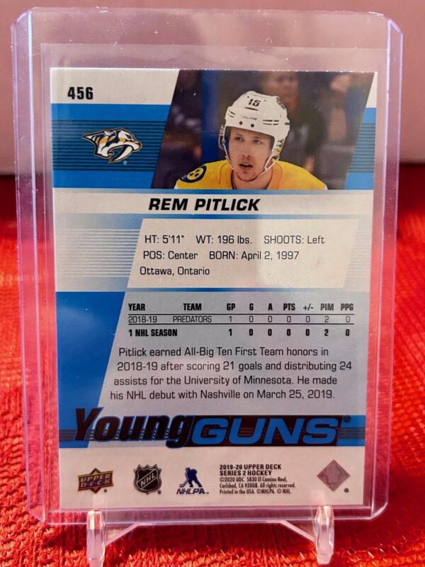 2019-20 Upper Deck Young Guns Rem Pitlick #456 - Image 2