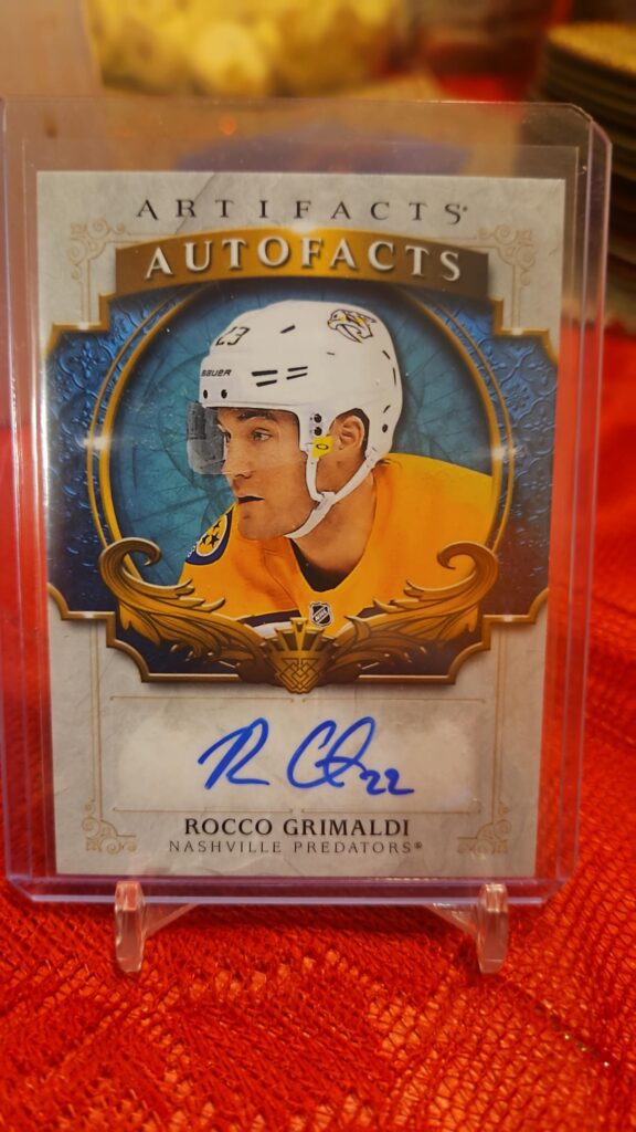 2020-21 Upper Deck Artifacts Auto Facts Rocco Grimaldi Autograph #A-RG featuring Nashville Predators forward, certified NHL collectible