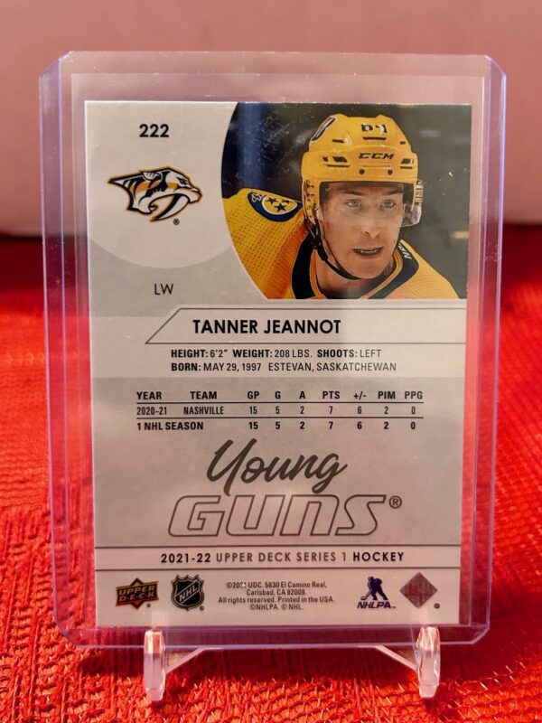 2021-22 Upper Deck Tanner Jeannot Young Guns #222 - Image 2