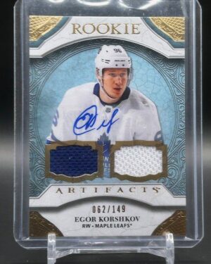Egor Korshkov 2020-21 Upper Deck Artifacts Rookie Dual Jersey Auto #168 rookie memorabilia hockey card