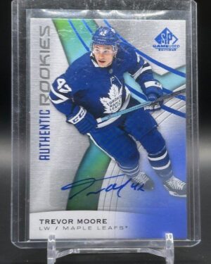 Trevor Moore 2019-20 Upper Deck SP Game Used Rookie Autographs #142 rookie autograph hockey card
