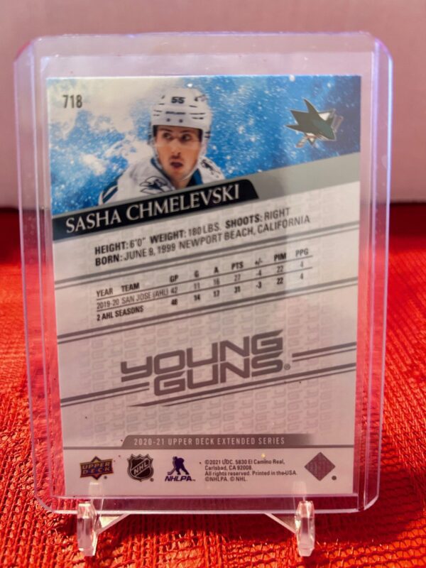 2020-21 Upper Deck Extended Young Guns Sasha Chmelevski #718 - Image 2